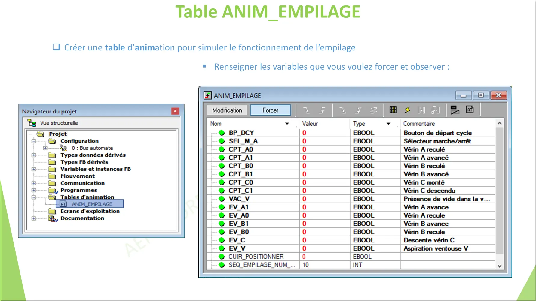 Table ANIM_EMPILAGE